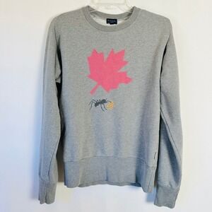 Paul Smith Jeans Sweatshirt Men's S Gray Red Leaf Ant Graphic Organic Streetwear